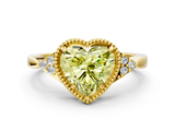 Yellow gold Milgrain Fancy Yellow Heart  Cut Diamond Ring with Tapered Pave Band and Four Prong Setting_3