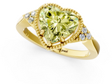 Yellow gold Milgrain Fancy Yellow Heart  Cut Diamond Ring with Tapered Pave Band and Four Prong Setting_4
