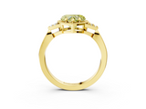 Yellow gold Milgrain Fancy Yellow Heart  Cut Diamond Ring with Tapered Pave Band and Four Prong Setting_6