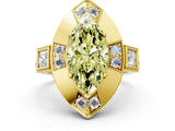 Yellow gold Milgrain Fancy Yellow Marquise Cut Diamond Halo Split Shank Ring