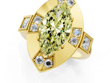 Yellow gold Milgrain Fancy Yellow Marquise Cut Diamond Halo Split Shank Ring_1