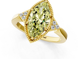 Yellow gold Milgrain Fancy Yellow Marquise  Cut Diamond Ring with Tapered Pave Band and Four Prong Setting_1