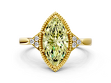 Yellow gold Milgrain Fancy Yellow Marquise  Cut Diamond Ring with Tapered Pave Band and Four Prong Setting_24