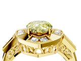 Yellow gold Milgrain Fancy Yellow Pear Cut Diamond Halo Split Shank Ring_10