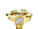 Yellow gold Milgrain Fancy Yellow Pear Cut Diamond Halo Split Shank Ring_11
