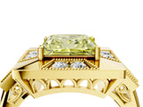 Yellow gold Milgrain Fancy Yellow Princess Cut Diamond Halo Split Shank Ring_4