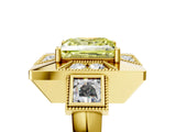 Yellow gold Milgrain Fancy Yellow Princess Cut Diamond Halo Split Shank Ring_5