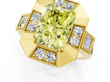 Yellow gold Milgrain Fancy Yellow Radiant Cut Diamond Halo Split Shank Ring_1