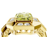 Yellow gold Milgrain Fancy Yellow Radiant Cut Diamond Halo Split Shank Ring_4