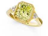 Yellow gold Milgrain Fancy Yellow Radiant  Cut Diamond Ring with Tapered Pave Band and Four Prong Setting_4