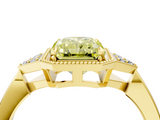 Yellow gold Milgrain Fancy Yellow Radiant  Cut Diamond Ring with Tapered Pave Band and Four Prong Setting_7