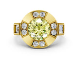 Yellow gold Milgrain Fancy Yellow Round Cut Diamond Halo Split Shank Ring