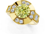 Yellow gold Milgrain Fancy Yellow Round Cut Diamond Halo Split Shank Ring_1