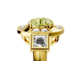 Yellow gold Milgrain Fancy Yellow Round Cut Diamond Halo Split Shank Ring_5