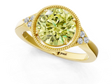 Yellow gold Milgrain Fancy Yellow Round  Cut Diamond Ring with Tapered Pave Band and Four Prong Setting_24