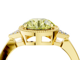 Yellow gold Milgrain Fancy Yellow Round  Cut Diamond Ring with Tapered Pave Band and Four Prong Setting_27