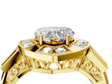 Yellow gold Milgrain Heart Cut Diamond Halo Split Shank Ring_12