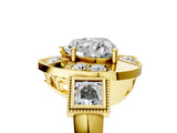 Yellow gold Milgrain Heart Cut Diamond Halo Split Shank Ring_13