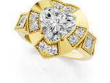 Yellow gold Milgrain Heart Cut Diamond Halo Split Shank Ring_9