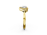 Yellow gold Milgrain Heart Cut Diamond Ring with Tapered Pave Band and Four Prong Setting_5