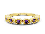 Yellow gold Milgrain Marquise Amethyst Half Eternity Band with Bezel Setting_18