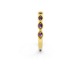 Yellow gold Milgrain Marquise Amethyst Half Eternity Band with Bezel Setting_20