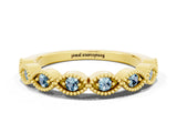Yellow gold Milgrain Marquise Aquamarine Half Eternity Band with Bezel Setting_18