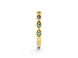 Yellow gold Milgrain Marquise Aquamarine Half Eternity Band with Bezel Setting_20