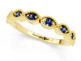 Yellow gold Milgrain Marquise Blue Sapphire Half Eternity Band with Bezel Setting_19