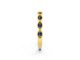 Yellow gold Milgrain Marquise Blue Sapphire Half Eternity Band with Bezel Setting_20
