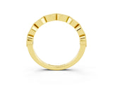 Yellow gold Milgrain Marquise Blue Sapphire Half Eternity Band with Bezel Setting_21