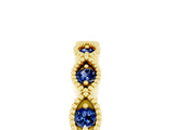 Yellow gold Milgrain Marquise Blue Sapphire Half Eternity Band with Bezel Setting_23