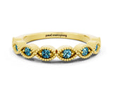 Yellow gold Milgrain Marquise Blue Topaz Half Eternity Band with Bezel Setting_18