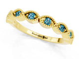 Yellow gold Milgrain Marquise Blue Topaz Half Eternity Band with Bezel Setting_19