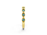 Yellow gold Milgrain Marquise Blue Topaz Half Eternity Band with Bezel Setting_20