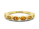 Yellow gold Milgrain Marquise Citrine Half Eternity Band with Bezel Setting_18