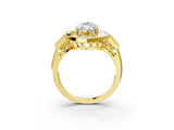 Yellow gold Milgrain Marquise Cut Diamond Halo Split Shank Ring_11