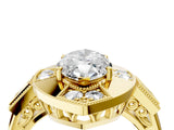 Yellow gold Milgrain Marquise Cut Diamond Halo Split Shank Ring_12