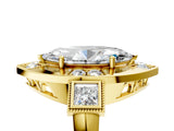 Yellow gold Milgrain Marquise Cut Diamond Halo Split Shank Ring_13