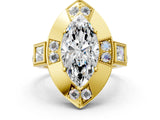 Yellow gold Milgrain Marquise Cut Diamond Halo Split Shank Ring_8