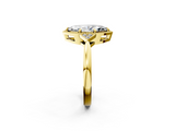 Yellow gold Milgrain Marquise Cut Diamond Ring with Tapered Pave Band and Four Prong Setting_5