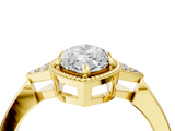 Yellow gold Milgrain Marquise Cut Diamond Ring with Tapered Pave Band and Four Prong Setting_7