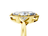 Yellow gold Milgrain Marquise Cut Diamond Ring with Tapered Pave Band and Four Prong Setting_8