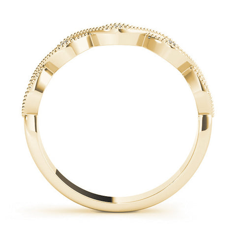 Yellow gold Milgrain Marquise Diamond Band with Round Cut Stones and Bezel Setting 2