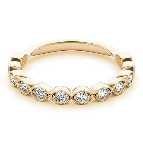 Yellow gold Milgrain Marquise Diamond Eternity Band with Bezel Setting 1