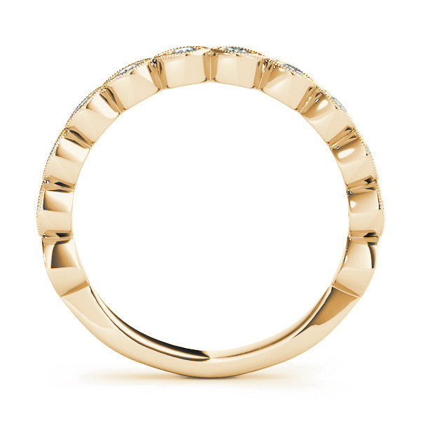 Yellow gold Milgrain Marquise Diamond Eternity Band with Bezel Setting 2