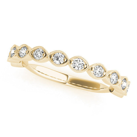 Yellow gold Milgrain Marquise Diamond Eternity Band with Bezel Setting