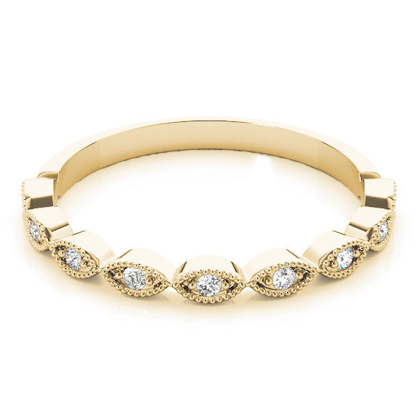 Yellow gold Milgrain Marquise Diamond Half-Eternity Band with Bezel Setting 1
