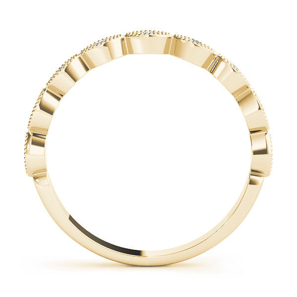 Yellow gold Milgrain Marquise Diamond Half-Eternity Band with Bezel Setting 2