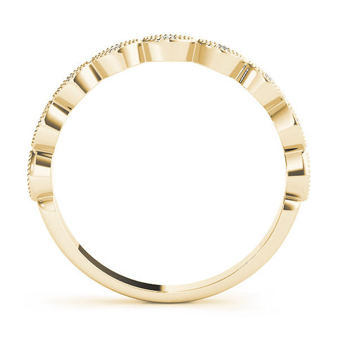 Yellow gold Milgrain Marquise Diamond Half-Eternity Band with Bezel Setting 2